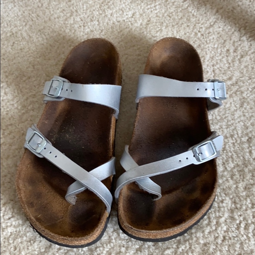 Birkenstocks Sandals Silver EUR 40 USA W 9 / 9.5